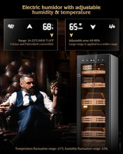 Load image into Gallery viewer, FANKAI 160L Electric Humidor Cabinet Holds Up to 1300 Cigars, Variable Humidity and Temperature Controls, Digital Touch Screen, Fingerprint Safty Lock, 5 Removable Cedar Wood Drawer Shelves