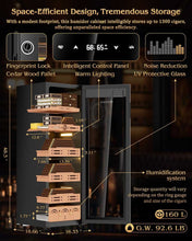 Load image into Gallery viewer, FANKAI 160L Electric Humidor Cabinet Holds Up to 1300 Cigars, Variable Humidity and Temperature Controls, Digital Touch Screen, Fingerprint Safty Lock, 5 Removable Cedar Wood Drawer Shelves