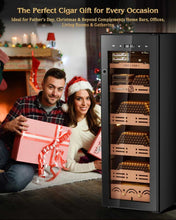Load image into Gallery viewer, FANKAI 160L Electric Humidor Cabinet Holds Up to 1300 Cigars, Variable Humidity and Temperature Controls, Digital Touch Screen, Fingerprint Safty Lock, 5 Removable Cedar Wood Drawer Shelves