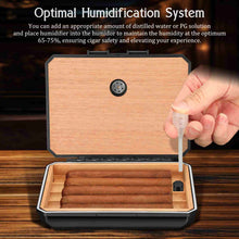 Load image into Gallery viewer, TISFA Travel Humidor Box for 5 Cigars, Includes 2 Multifunctional Cigar Cutters, Cigar Punch, Cigar Humidifier, Hygrometer, Portable Cedar Wood Lined Cigar Case