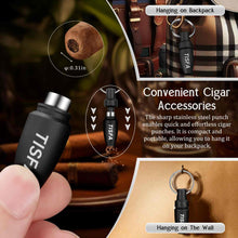 Load image into Gallery viewer, TISFA Travel Humidor Box for 5 Cigars, Includes 2 Multifunctional Cigar Cutters, Cigar Punch, Cigar Humidifier, Hygrometer, Portable Cedar Wood Lined Cigar Case
