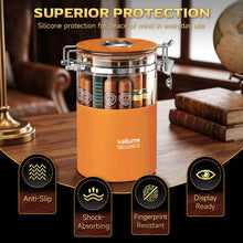 Load image into Gallery viewer, VALLUME Glass Humidor Jar with Hygrometer and Humidifier, Premium Cigar Storage Box with Silicone layer, Spanish Cedar Wood & Airtight Wooden Lid, Holds Up to 20 Cigars