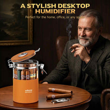 Load image into Gallery viewer, VALLUME Glass Humidor Jar with Hygrometer and Humidifier, Premium Cigar Storage Box with Silicone layer, Spanish Cedar Wood & Airtight Wooden Lid, Holds Up to 20 Cigars
