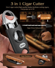Load image into Gallery viewer, FANKAI Cigar Case with Cigar Cutter Cedar Wood Lining for 2-4 Cigars