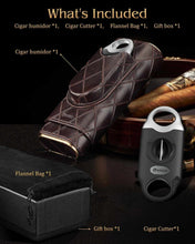 Load image into Gallery viewer, FANKAI Cigar Case with Cigar Cutter Cedar Wood Lining for 2-4 Cigars