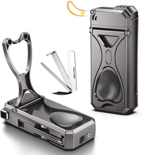 Load image into Gallery viewer, KEJIAR 5-in-1 Pipe Lighter, Soft Flame Lighter with Pipe Holder Tamper Needle Scraper Tools, Refillable Butane Lighter