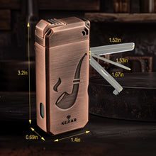 Load image into Gallery viewer, KEJIAR 5-in-1 Pipe Lighter, Soft Flame Lighter with Pipe Holder Tamper Needle Scraper Tools, Refillable Butane Lighter