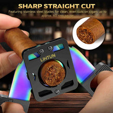 Load image into Gallery viewer, LIHTUN Scissors Cigar Cutter, Guillotine Cutter with Stainless Steel Iridescent Hollow Blades, Professional Cigar Accessories Gift