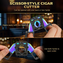 Load image into Gallery viewer, LIHTUN Scissors Cigar Cutter, Guillotine Cutter with Stainless Steel Iridescent Hollow Blades, Professional Cigar Accessories Gift