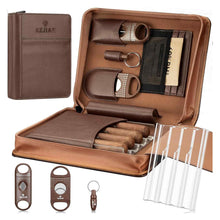 Load image into Gallery viewer, KEJIAR Travel Humidor Case with Cigar V Cutter, Straight Cigar Cutter, Cigar Punch, Cigar Humidifier Pack