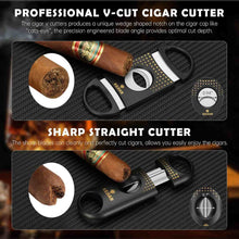 Load image into Gallery viewer, KEJIAR Travel Humidor Case with Cigar V Cutter, Straight Cigar Cutter, Cigar Punch, Cigar Humidifier Pack