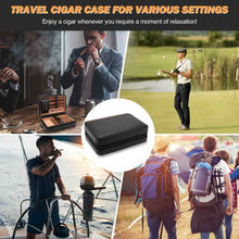Load image into Gallery viewer, LIHTUN Cigar Humidor, Leather Cedar Wood Travel Cigar Case and Multifunctional 5-in-1 Cigar Lighter Set, Portable Humidor Box with hygrometer, Holds 7 Cigars