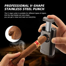 Load image into Gallery viewer, XIFEI Triple Jet Flame Cigar Torch Lighter with Deep V Cutter