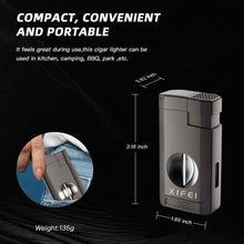 Load image into Gallery viewer, XIFEI Triple Jet Flame Cigar Torch Lighter with Deep V Cutter