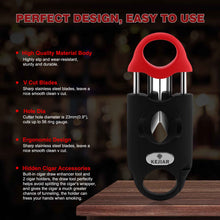 Load image into Gallery viewer, Cigar Cutter Stainless Steel V-Cut with Draw Enhancer Tool, 2 Cigar Holder, Multifunctional V Cut Cigar Clipper Scissors Up to 56 Gauge