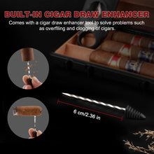 Load image into Gallery viewer, Cigar Cutter Stainless Steel V-Cut with Draw Enhancer Tool, 2 Cigar Holder, Multifunctional V Cut Cigar Clipper Scissors Up to 56 Gauge