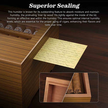 Load image into Gallery viewer, TISFA Wooden Humidor, Glass Top Cigar Box with Digital Hygrometer, Adjustable Humidifier, Accessories Drawer, Holds Up to 30 Cigars
