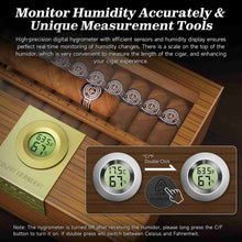 Load image into Gallery viewer, TISFA Wooden Humidor, Glass Top Cigar Box with Digital Hygrometer, Adjustable Humidifier, Accessories Drawer, Holds Up to 30 Cigars