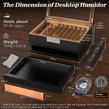 Load image into Gallery viewer, TISFA Wooden Humidor with 4 in 1 Cigar Cutter, Digital Hygrometer and Humidifier, Drawer, Divider, Cigar Length Ruler, Large Cedar Wood Cigar Box and Cigar Cutter Gifts Set