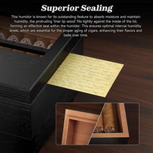 Load image into Gallery viewer, TISFA Wooden Humidor with 4 in 1 Cigar Cutter, Digital Hygrometer and Humidifier, Drawer, Divider, Cigar Length Ruler, Large Cedar Wood Cigar Box and Cigar Cutter Gifts Set