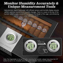 Load image into Gallery viewer, TISFA Wooden Humidor with 4 in 1 Cigar Cutter, Digital Hygrometer and Humidifier, Drawer, Divider, Cigar Length Ruler, Large Cedar Wood Cigar Box and Cigar Cutter Gifts Set
