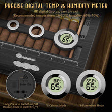 Load image into Gallery viewer, LIHTUN Wooden Humidor, Glass Top Cigar Box with Digital Hygrometer, Adjustable Humidifier, Accessories Drawer, Holds Up to 35 Cigars