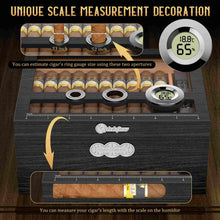 Load image into Gallery viewer, LIHTUN Wooden Humidor, Glass Top Cigar Box with Digital Hygrometer, Adjustable Humidifier, Accessories Drawer, Holds Up to 35 Cigars