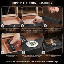 Load image into Gallery viewer, XIFEI Wooden Humidor, Glass Top Cigar Box with Digital Hygrometer, Humidifier and Divider, Desktop Cedar Wood Cigar Humidor Holds 20-30 Cigars