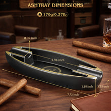 Load image into Gallery viewer, XIFEI Cigar Ashtray with 2 Holders, Portable Ashtray for Indoor Outdoor, Stylish Ashtrays for Office, Bar, Patio and Home Use