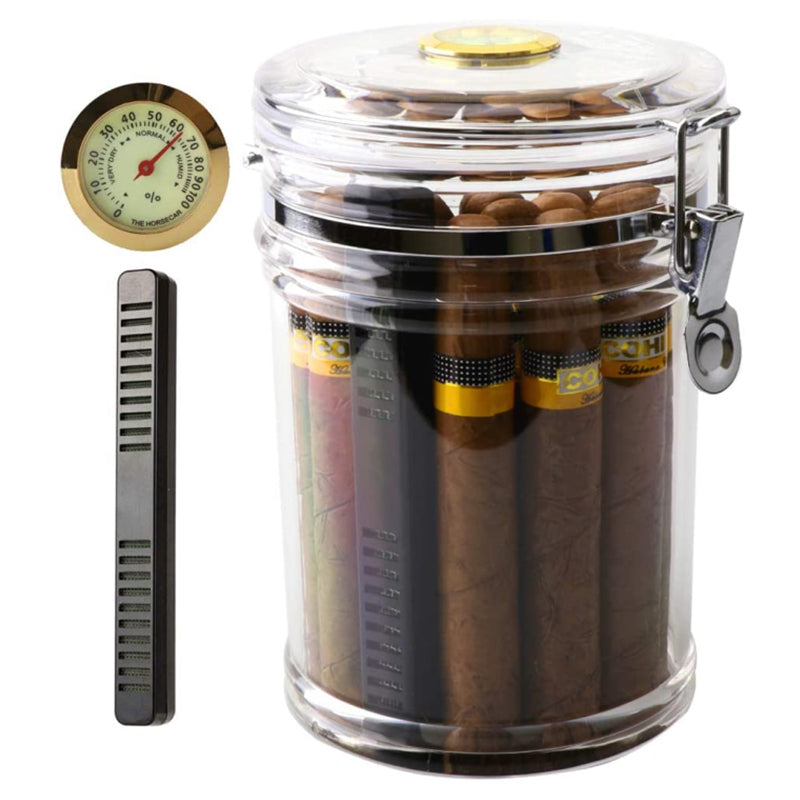 XIFEI Cigar Humidor With Hygrometer Humidifier Humidor Solution Cigar  Ashtray Cigar Stand Fiber Cigar Box Fit 25-60 Cigars
