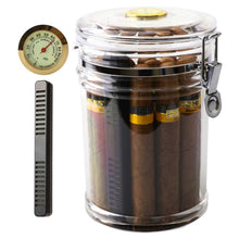 Load image into Gallery viewer, XIFEI Acrylic Humidor Jar with Humidifier and Hygrometer,humidor That can Hold About 18 Cigars (Clear)