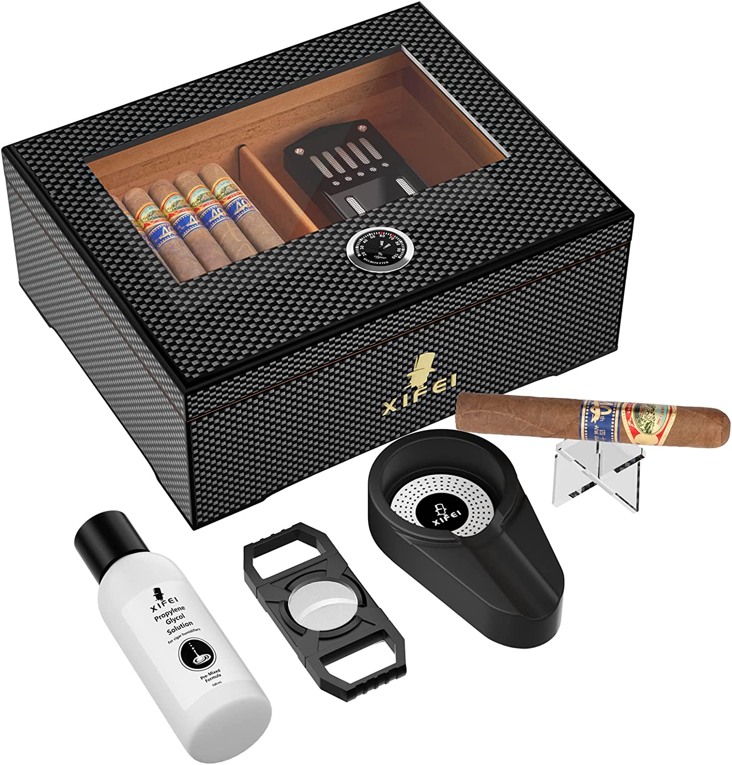 TISFA Cigar Travel Humidor Case with Cigar Cutter and Cigar Stand, Portable  Cigar Humidor, Waterproof Cigar Box Holds up to 5 Cigars - Cigars Gift Set