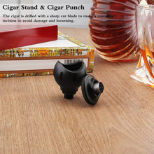 Load image into Gallery viewer, TISFA Cigar Stand with Cigar Punch, Portable and Compact Cigar Holder, 2 in 1 Cigar Rest for Travel Outdoor Indoor