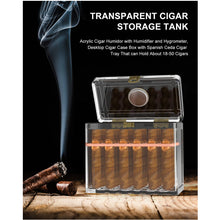 Load image into Gallery viewer, TISFA Acrylic Cigar Humidor with Humidifier and Hygrometer, Desktop Cigar Case Box with Spanish Cedar Cigar Tray That can Hold About 18-50 Cigars