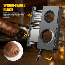 Load image into Gallery viewer, XIFEI Cigar Cutter V-Cut Guillotine 3 in 1 Straight Cut V Cutter with Cigar Punch Stainless Steel Blade Ergonomic Design Secure-Lock Cigar Clipper,Cuts Up to 60 Ring Gauge Cigars
