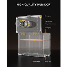 Load image into Gallery viewer, TISFA Acrylic Cigar Humidor with Humidifier and Hygrometer, Desktop Cigar Case Box with Spanish Cedar Cigar Tray That can Hold About 18-50 Cigars