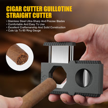 Load image into Gallery viewer, XIFEI Cigar Cutter V-Cut Guillotine 3 in 1 Straight Cut V Cutter with Cigar Punch Stainless Steel Blade Ergonomic Design Secure-Lock Cigar Clipper,Cuts Up to 60 Ring Gauge Cigars