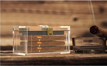 Load image into Gallery viewer, TISFA Acrylic Cigar Humidor with Humidifier and Hygrometer, Desktop Cigar Case Box That can Hold About 15-20 Cigars