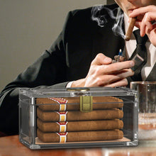 Load image into Gallery viewer, TISFA Acrylic Cigar Humidor with Humidifier and Hygrometer, Desktop Cigar Case Box That can Hold About 15-20 Cigars