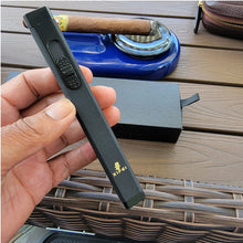 Load image into Gallery viewer, XIFEI Cigar Lighter, Cigar Punch, Cigar Draw Enhancer, Cigar Length Measuring Tools, All-in-one Refillable Butane Lighter, Windproof and Portable Pen Torch Lighter (Black)