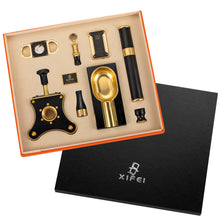 Load image into Gallery viewer, XIFEI Luxury Cigar Accessories Set 8 Pieces Cigar Cutter/Cigar Punch/Ashtray/Cigar tube/Cigar Lighter/Cigar Stand Smoking Gift Set