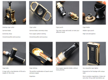 Load image into Gallery viewer, XIFEI Luxury Cigar Accessories Set 8 Pieces Cigar Cutter/Cigar Punch/Ashtray/Cigar tube/Cigar Lighter/Cigar Stand Smoking Gift Set