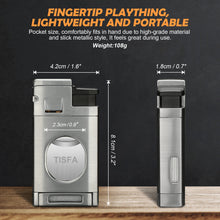 Load image into Gallery viewer, TISFA Cigar Torch Lighter with Built in Cigar Cutter, Triple Jet Flame Butane Lighter with Visible Window, Refillable Butane Windproof Lighters