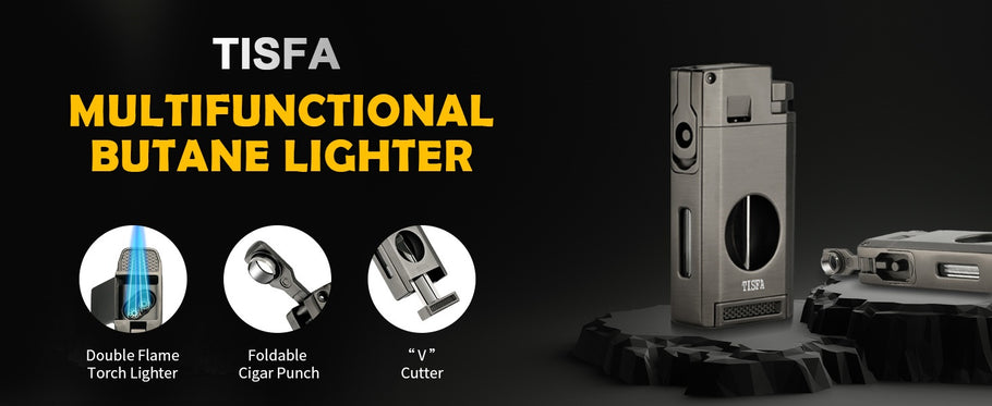 New Arrivals | Elevate Your Cigar Experience with the XIFEI Dual Flame Torch Lighter and Cigar V Cutter Punch