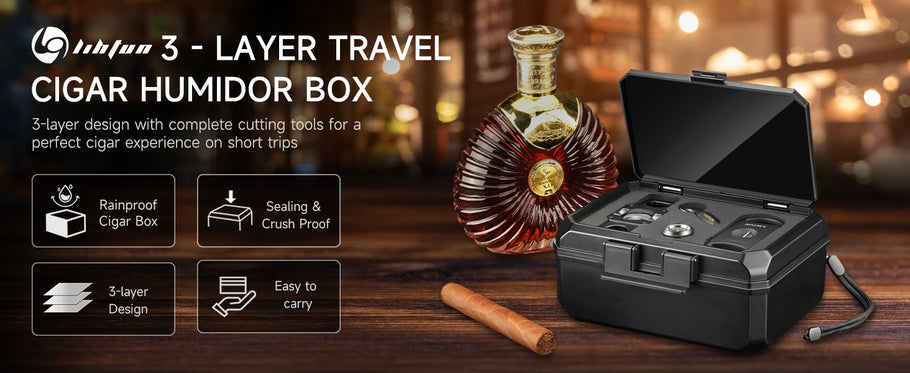 New arrivals | Cigar Storage Meets Convenience: LIHTUN 3-Layer Travel Humidor with Accessories