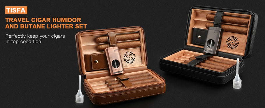 New arrivals | Experience Luxury and Convenience with the XIFEI Travel Leather Humidor Case with Torch Lighter
