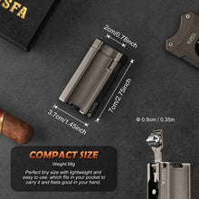 Load image into Gallery viewer, TISFA Cigar Lighter Double Jet Flame, Built-in Cigar Punch, Cigar Holder, Adjustable Windproof Butane Lighter, Refillable Pocket Cool Lighters
