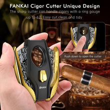 Load image into Gallery viewer, FANKAI Cigar Cutter, Double Guillotine, Stainless Steel Blades, Spring-loaded, Cutting Up to 62 Ring Gauge Cigars
