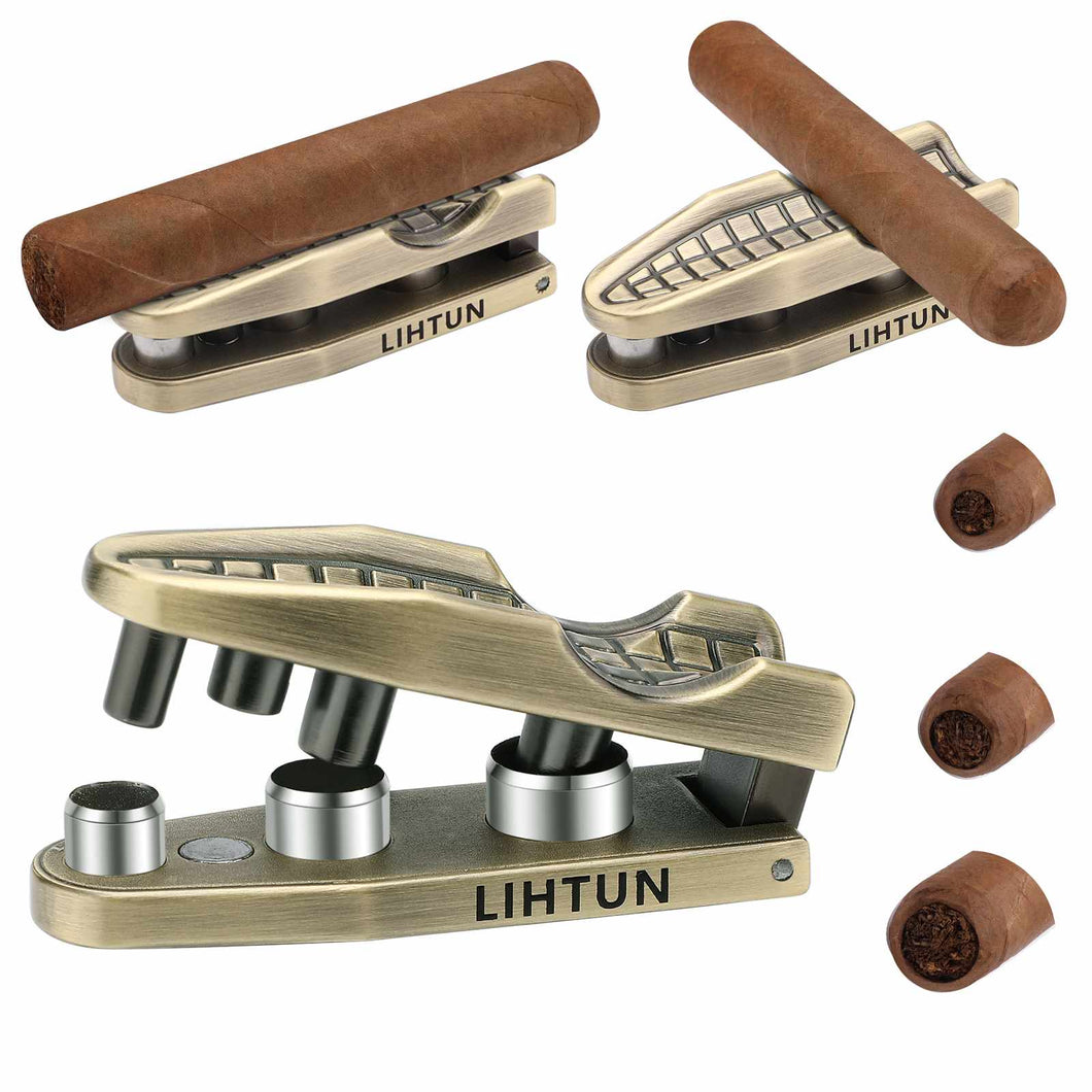 Cigar Punch with Cigar Holder, 3 Punch Cutters, 2 Cigar Stands, 20-25-30 Ring Guage Hole Opener with Pouch
