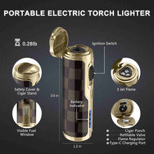 Load image into Gallery viewer, LIHTUN 3-in-1 Cigar Lighter with Cigar Punch Cigar Holder
